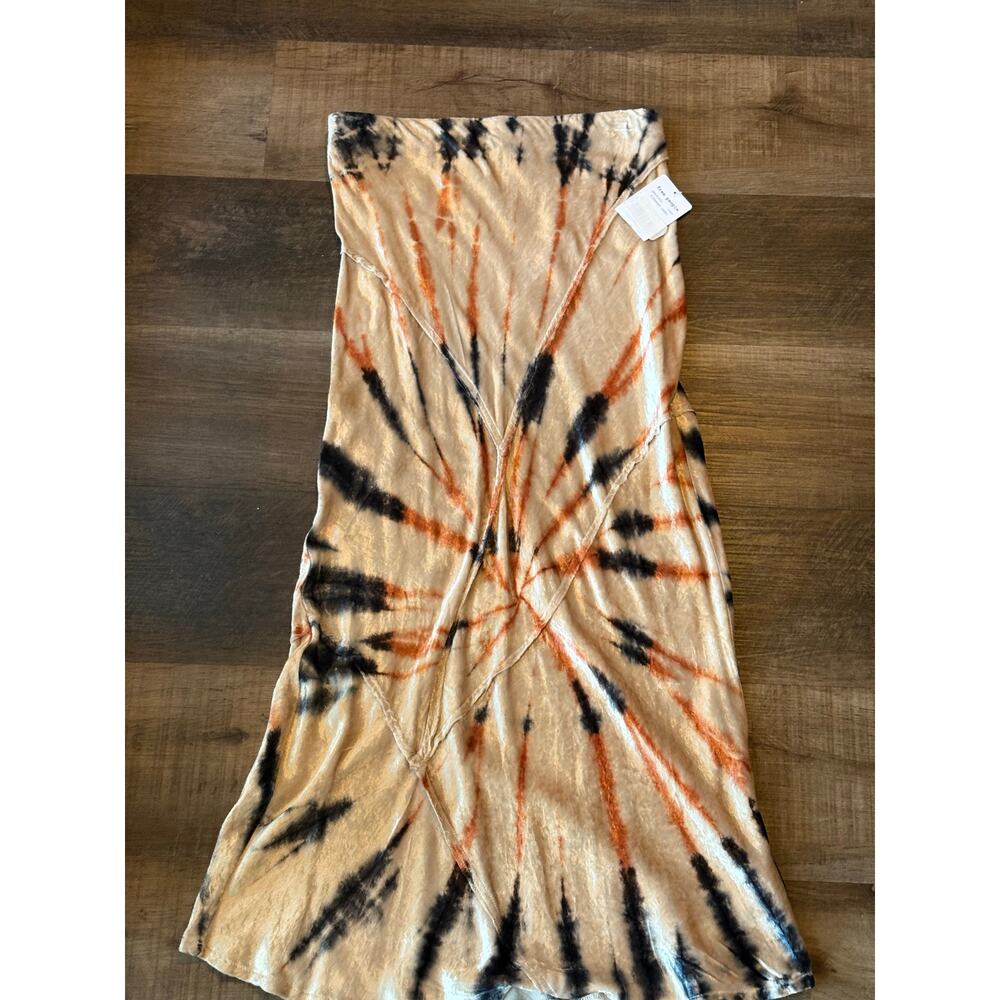 NWT Free People Serious Swagger Tie Dye Velvet Maxi Skirt Firework Combo Medium